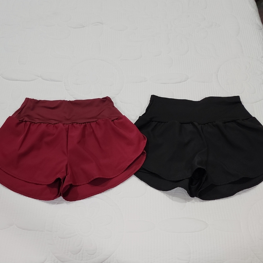 SHEIN High Waist Shorts - Black and Burgundy